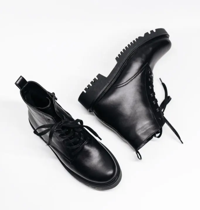 Women’s Black Leather Combat Festival Boots