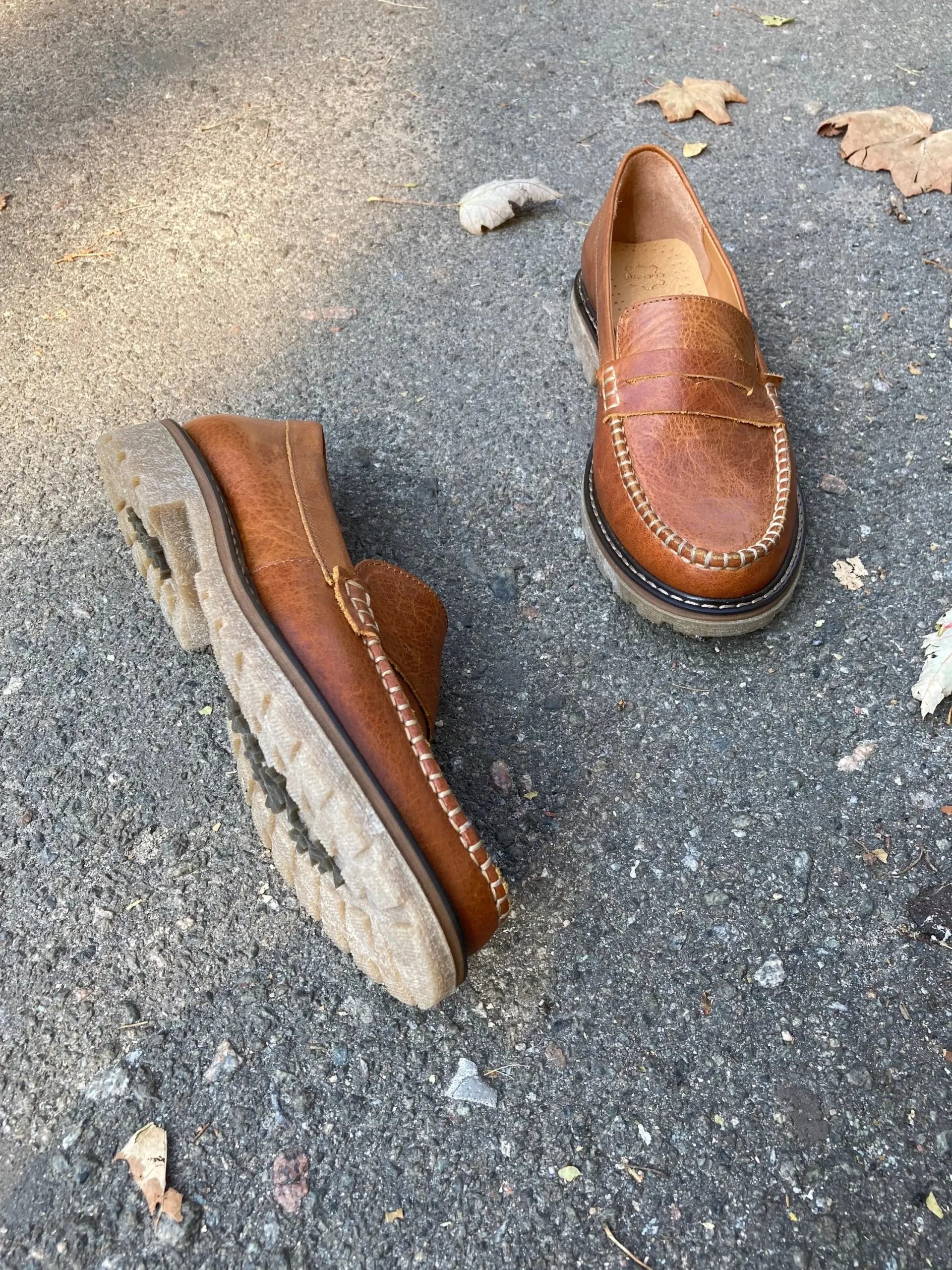 Caramel Penny Loafers: Women’s Classic Leather