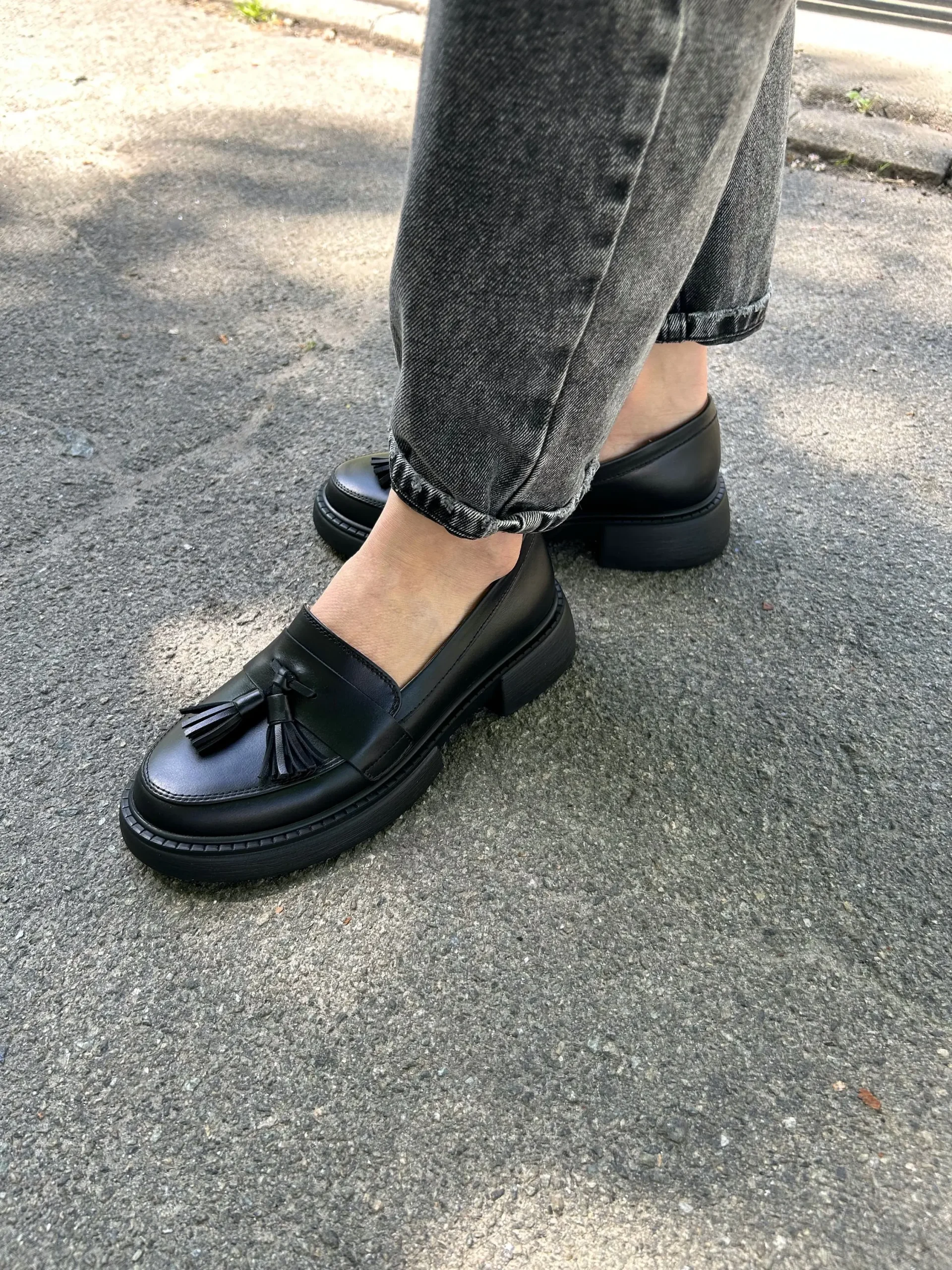 Black Tassel Loafers Women: Chunky Platform Style