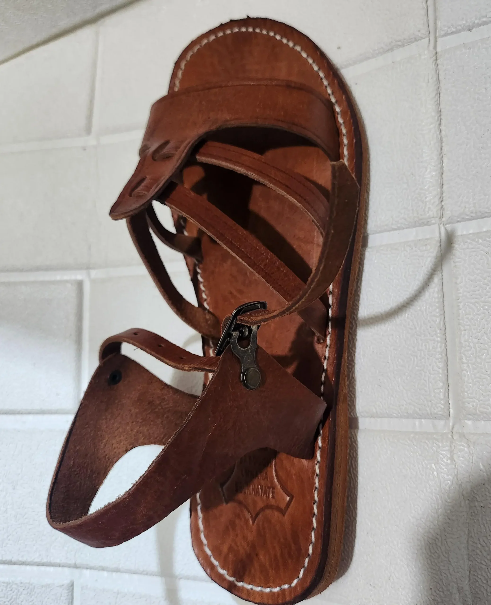 Women’s Brown Toe Loop Ankle Strap Sandals